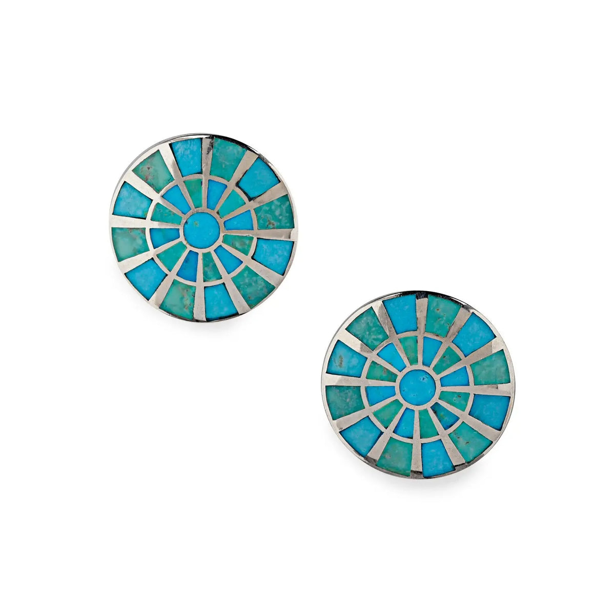 Turquoise Pinwheel Earrings - Squash Blossom Vail