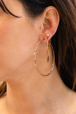 Rose Gold Diamond Hoop Earrings - Squash Blossom Vail