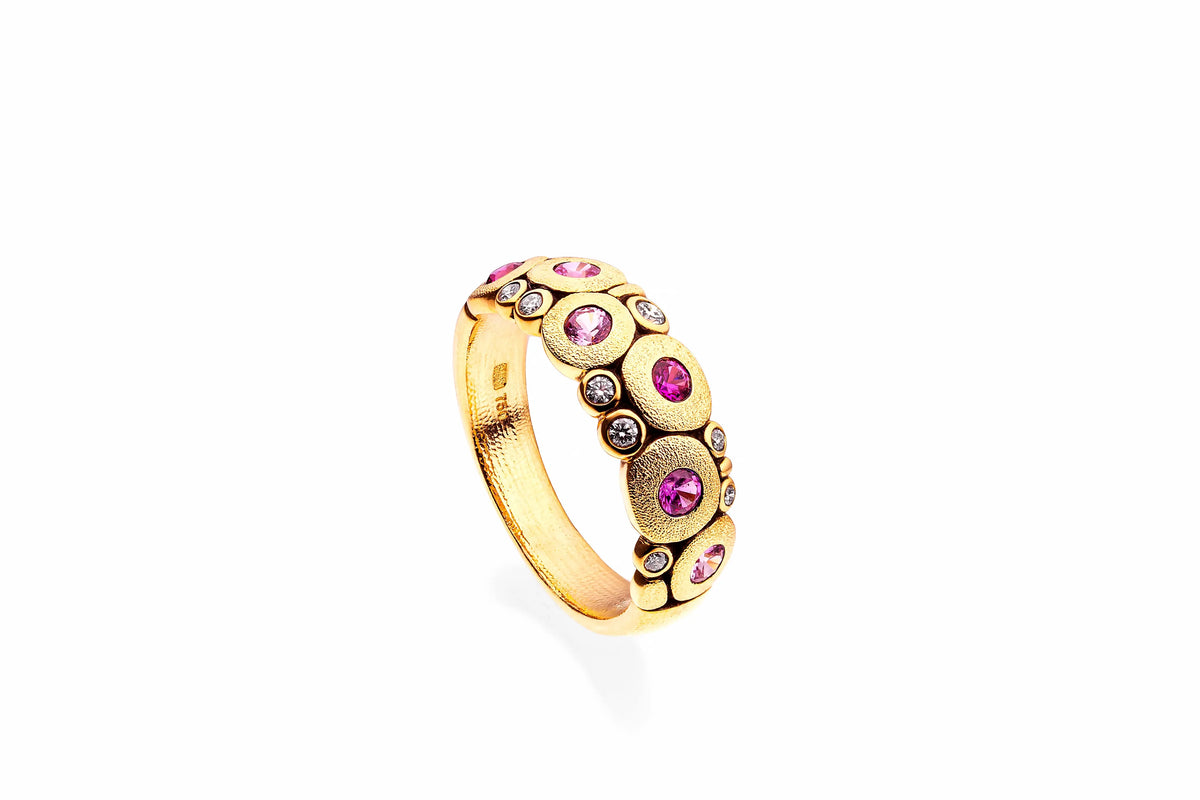 Candy Dome Pink Sapphire Ring - Squash Blossom Vail