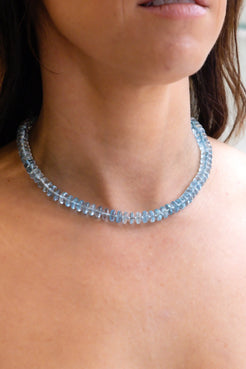 Beaded Aquamarine Necklace - Squash Blossom Vail
