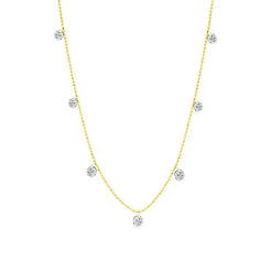 Small Floating Diamond Necklace in Yellow Gold - Squash Blossom Vail