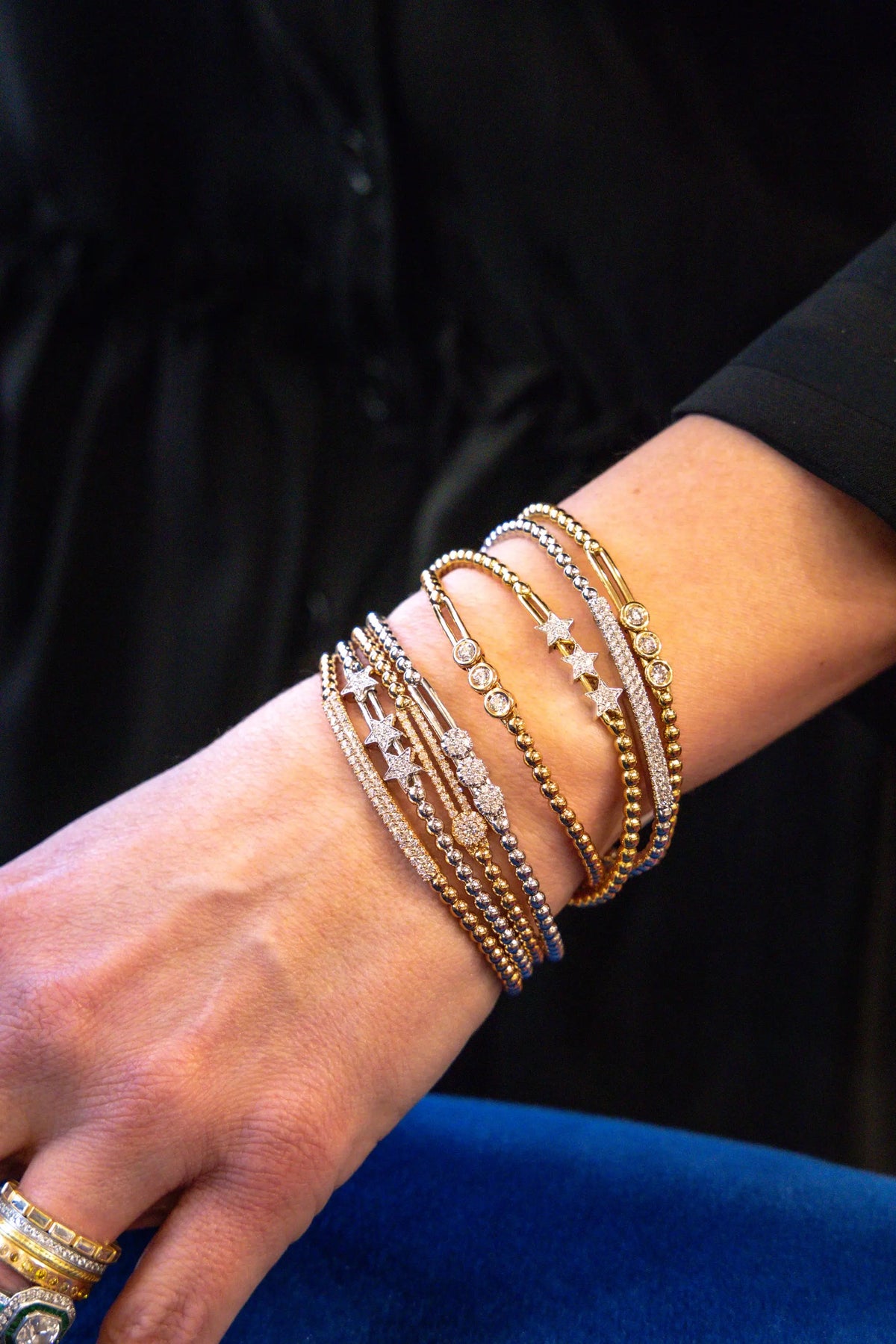 Hulchi Belluni Yellow Gold Diamond Star Bracelet - Squash Blossom Vail