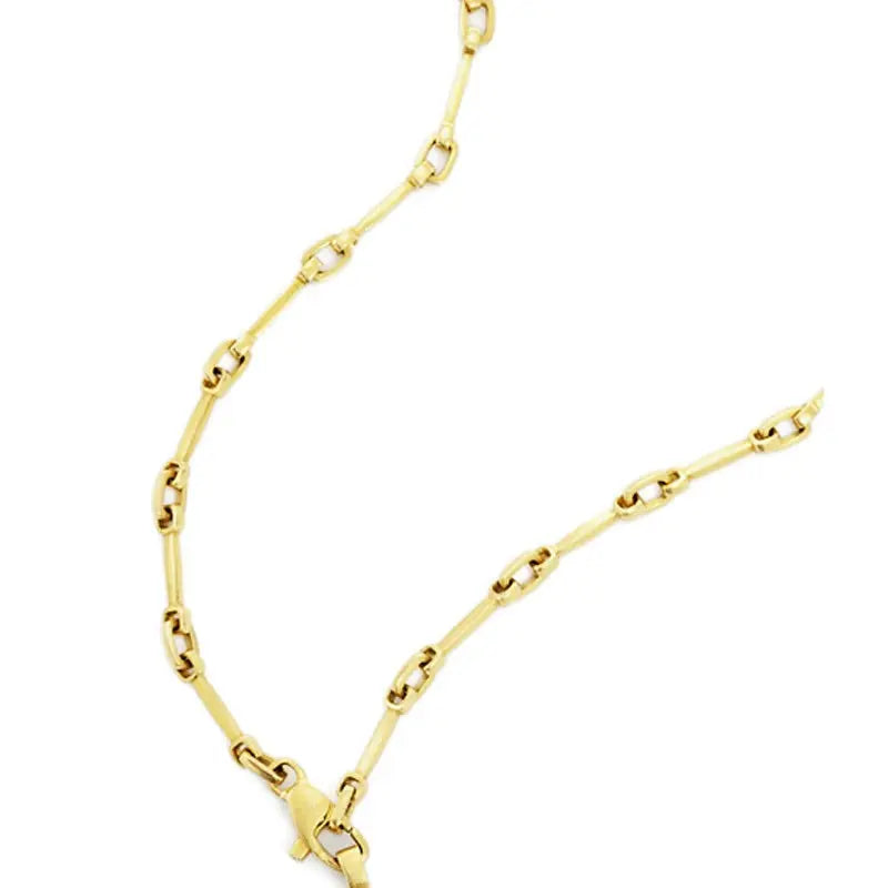 18k yellow Gold with 1 Diamond .015 cttw &quot;Box&quot; Chain   Length: 17 inches  Designed by Alex Sepkus and Handmade in NY