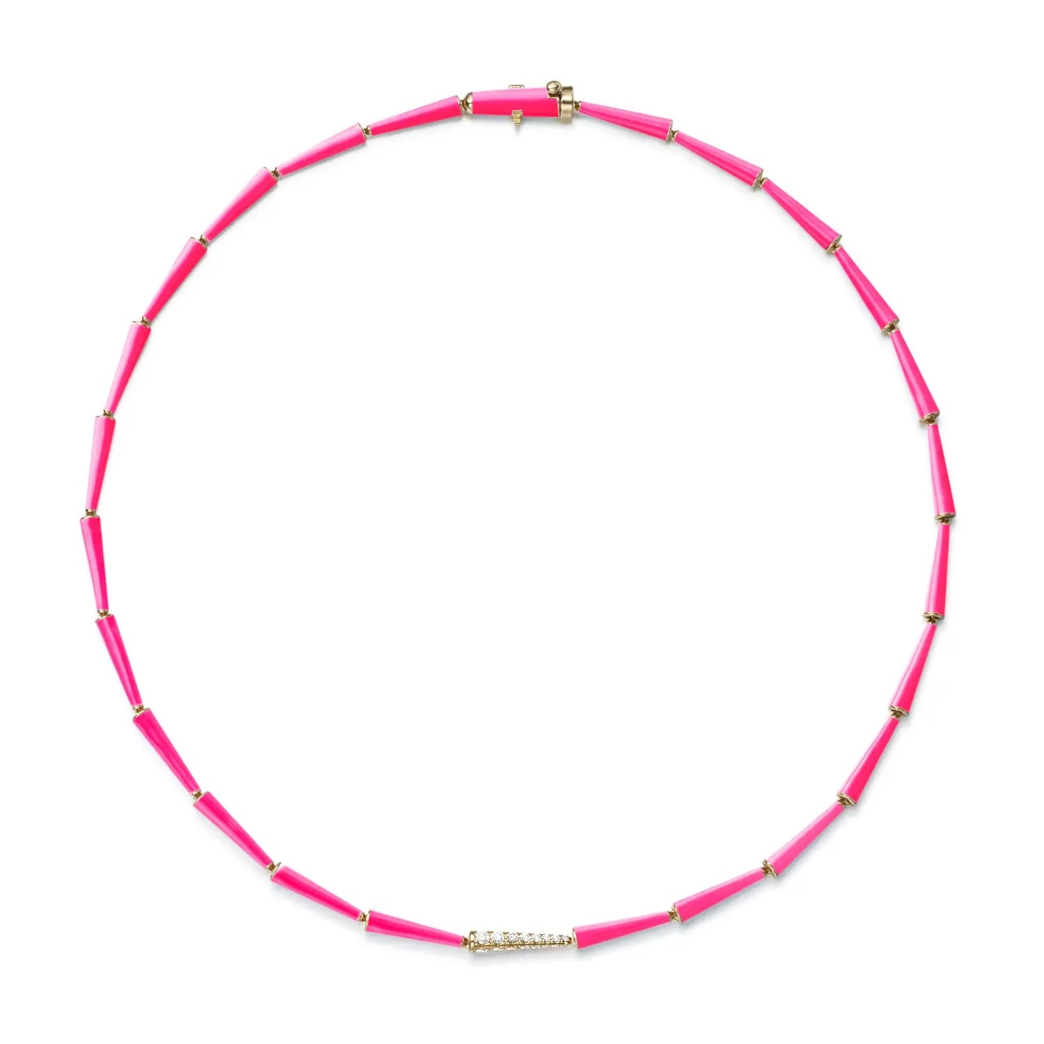 Lola linked necklace- pink enamel - Squash Blossom Vail