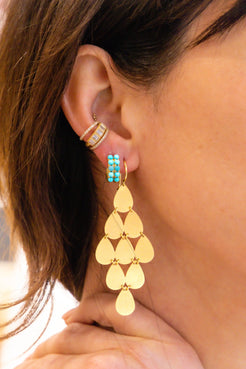 LARGE TEARDROP CHANDELIER YELLOW GOLD EARRINGS - Squash Blossom Vail