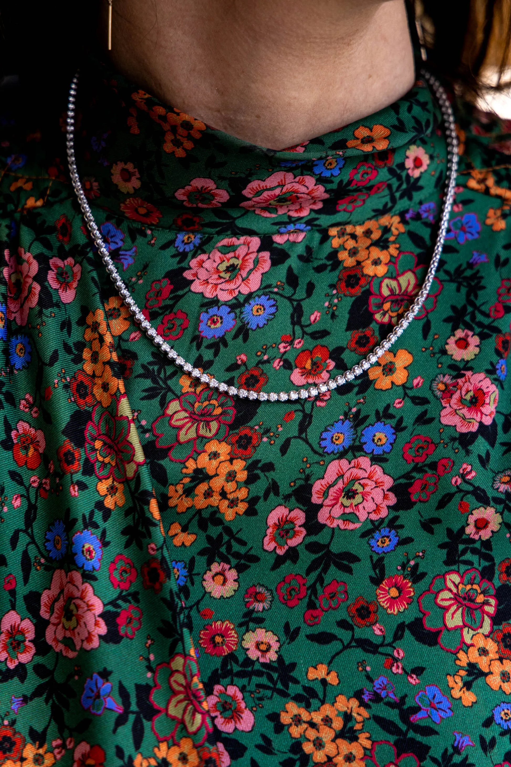 Diamond Tennis Necklace - Squash Blossom Vail