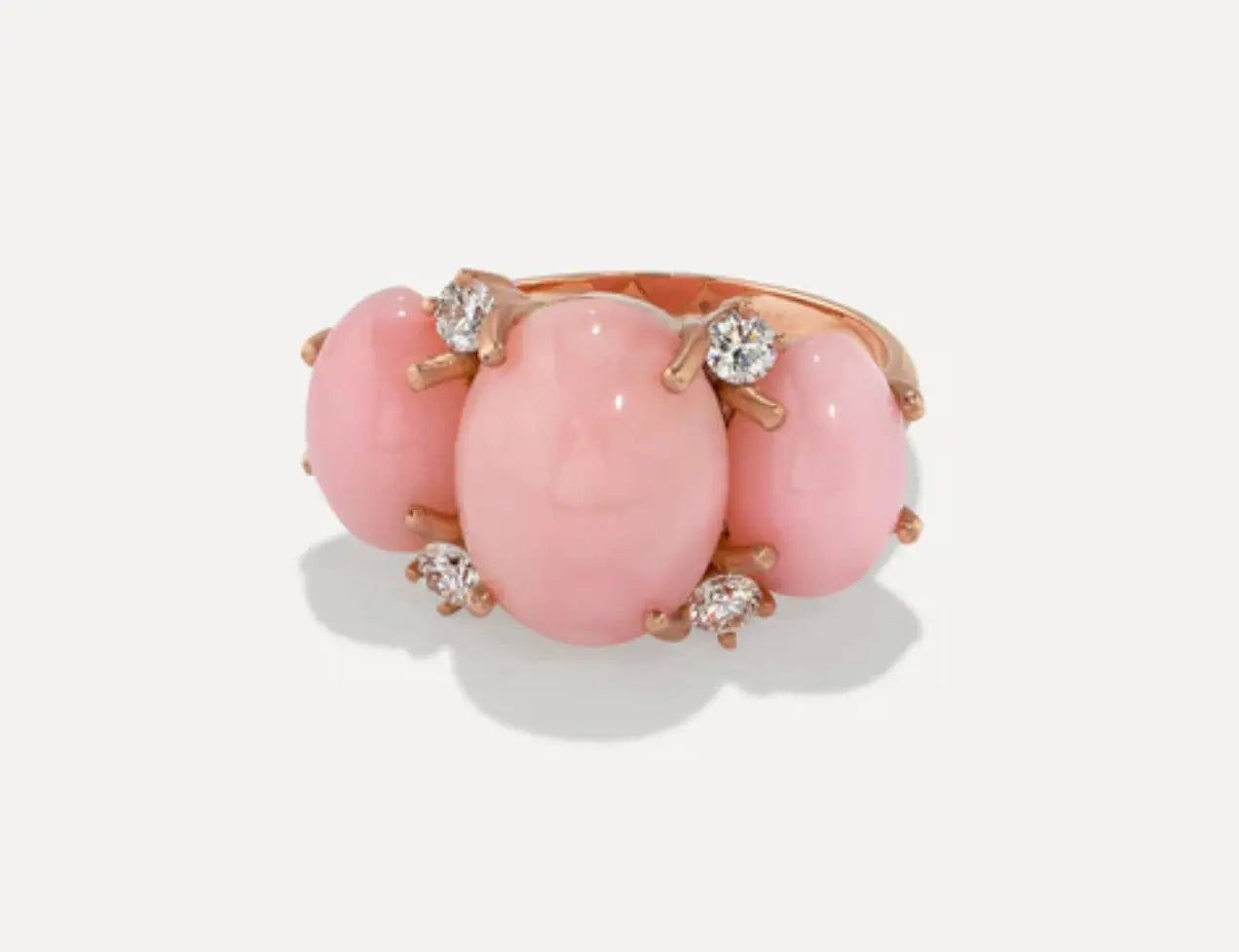 Pink Opal Three Stone Ring - Squash Blossom Vail