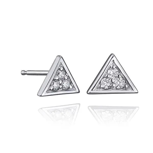 14k yellow gold 3 white diamond triangle stud  Sold as a single  Great for ear piercings  If an item is out of stock, please allow 3-4 weeks for delivery