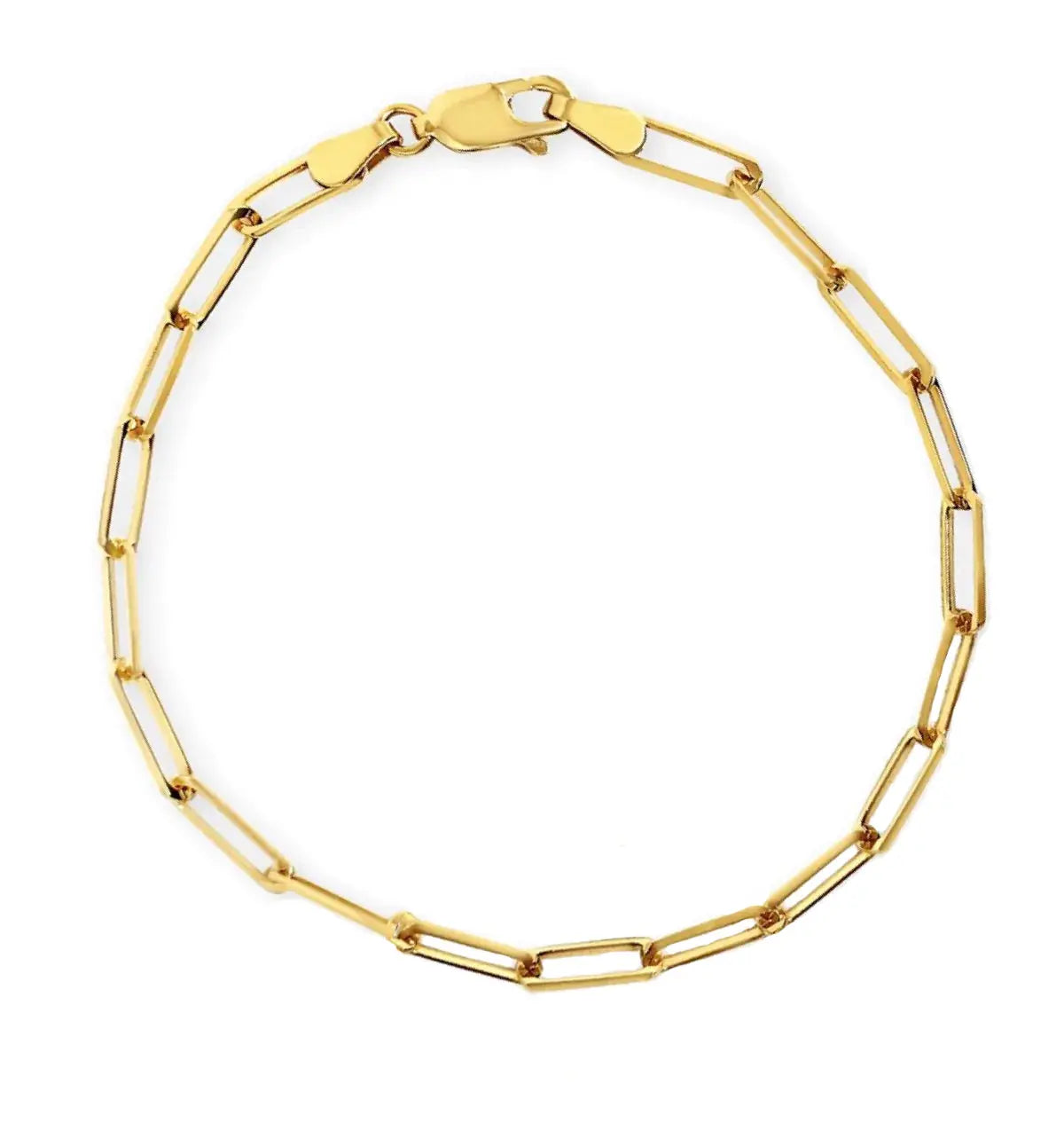 14k Yellow Gold Paperclip Link Bracelet with Diamond Link. A great bracelet layering piece.