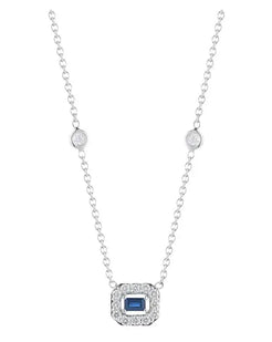 BLUE SAPPHIRE DIAMOND NECKLACE - Squash Blossom Vail