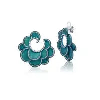 Scalloped Titanium Earrings in Teal - Squash Blossom Vail